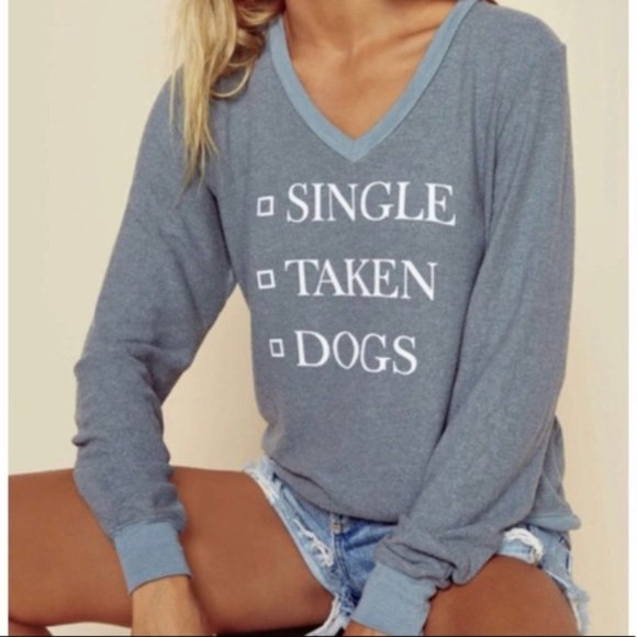 Wildfox Tops - Wildfox Grayish Green Single Taken Dogs Sweatshirt
